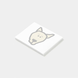 Französische Bulldogge Fawn Kopf Cartoon Post-it Klebezettel