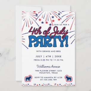 Französische Bulldogge Feuerwerk 4. Juli BBQ-Party Einladung