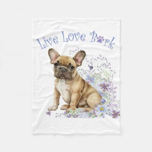 Französische Bulldogge Floral Fleecedecke