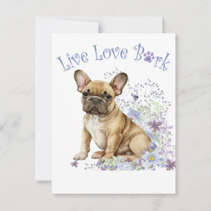 Französische Bulldogge Floral Mitteilungskarte