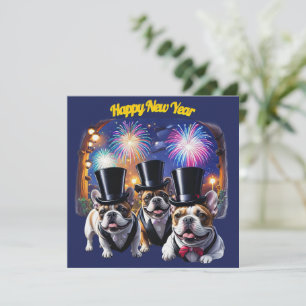 Französische Bulldogge Frack French Bulldog Neujah Einladung