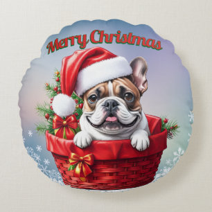 Französische Bulldogge French Bulldog im Korb Rundes Kissen