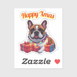 Französische Bulldogge French Bulldog Lichterkette Aufkleber