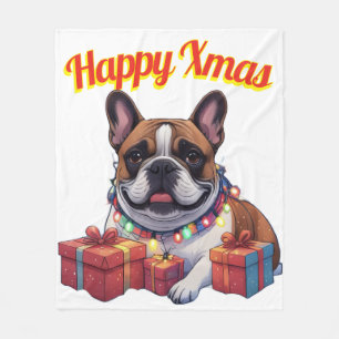 Französische Bulldogge French Bulldog Lichterkette Fleecedecke