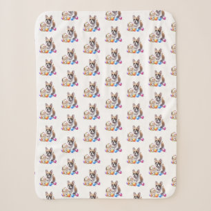 Französische Bulldogge French Bulldog mit Katze Sherpadecke