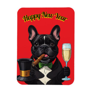 Französische Bulldogge French Bulldog Neujahr Magnet