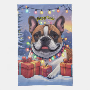 Französische Bulldogge French Bulldog Weihnachten  Geschirrtuch