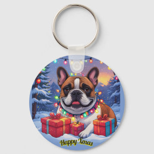 Französische Bulldogge French Bulldog Weihnachten Schlüsselanhänger