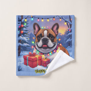 Französische Bulldogge French Bulldog Weihnachten Waschlappen