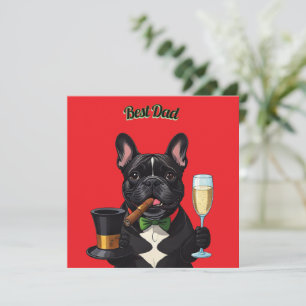 Französische Bulldogge French  Bulldog Zigarre  Feiertagskarte