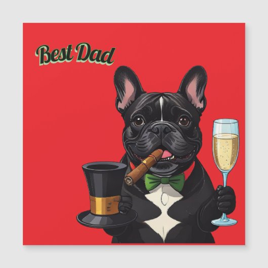 Französische Bulldogge French  Bulldog Zigarre  Magnetkarte (Vorderseite)
