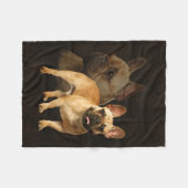 Französische Bulldogge - Frenchie - Brown kariert Fleecedecke (Vorderseite (Horizontal))