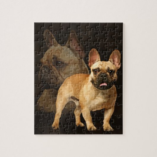 Französische Bulldogge - Frenchie - Brown kariert Puzzle (Vertikal)