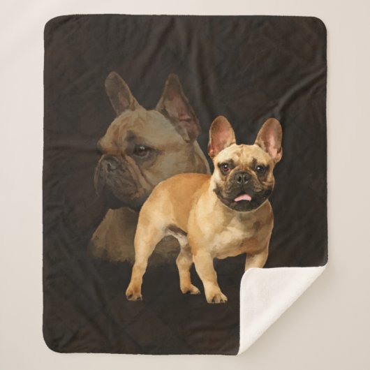 Französische Bulldogge - Frenchie - Brown kariert Sherpadecke (Vorderseite)