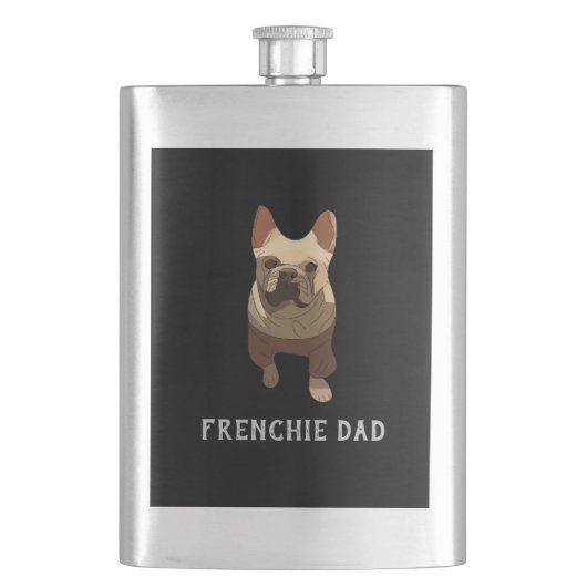 Französische Bulldogge, Frenchie Dad Flachmann (Vorderseite)