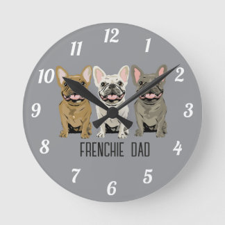Französische Bulldogge, Frenchie Papa Runde Wanduhr
