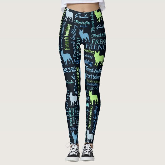 Französische Bulldogge - Frienchie Wort-Kunst Leggings (Vorderseite)