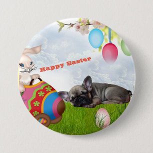 Französische Bulldogge Frohe Ostern Französische B Button