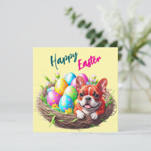 Französische Bulldogge Frohe Ostern French Bulldog Feiertagskarte