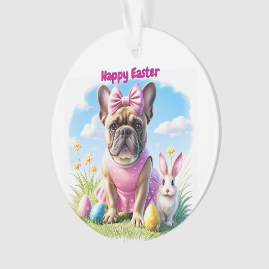 Französische Bulldogge Frohe Ostern French Bulldog Ornament (Vorderseite)