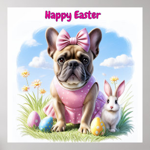 Französische Bulldogge Frohe Ostern French Bulldog Poster