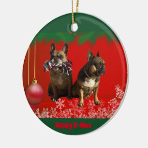 Französische Bulldogge Frohe Weihnachten Bulldog Keramik Ornament