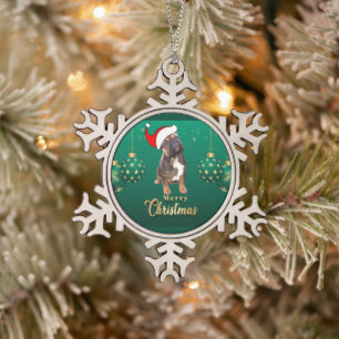Französische Bulldogge Frohe Weihnachten Bulldog Schneeflocken Zinn-Ornament