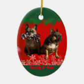 Französische Bulldogge Frohe Weihnachten Keramik Ornament (Vorne)