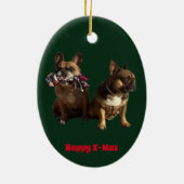 Französische Bulldogge Frohe Weihnachten Keramik Ornament (Hinten)