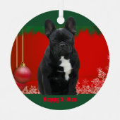 Französische Bulldogge Frohe Weihnachten Ornament Aus Metall (Vorderseite)