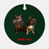 Französische Bulldogge Frohe Weihnachten Ornament Aus Metall (Rückseite)
