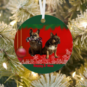 Französische Bulldogge Frohe Weihnachten Ornament Aus Metall