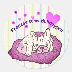 Französische Bulldogge Geburtstag French Bulldog Runder Aufkleber
