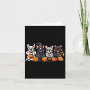 Französische Bulldogge Geist Hexe Kürbisse Hallowe Karte