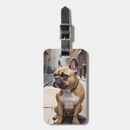 Französische Bulldogge-Gepäckanhänger Gepäckanhänger (Vorderseite vertikal)