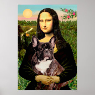 Französische Bulldogge (gescheckt) - Mona Lisa Poster