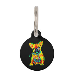 Französische Bulldogge Geschenk Frenchie Farbige Haustiermarke