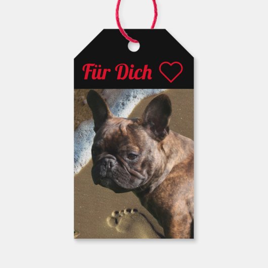 Französische Bulldogge Geschenkanhänger (Rückseite)