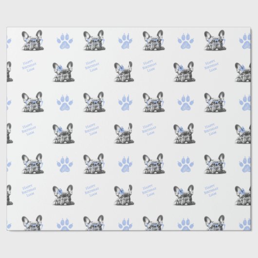 Französische Bulldogge Geschenkpapier (Saum)