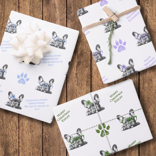 Französische Bulldogge  Geschenkpapier Set