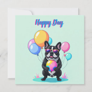 Französische Bulldogge Glücklicher Tag Französisch Einladung