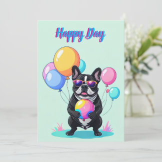 Französische Bulldogge Glücklicher Tag Französisch Einladung