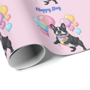 Französische Bulldogge Glücklicher Tag Französisch Geschenkpapier