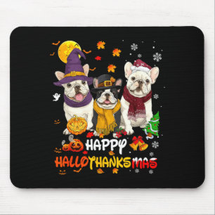 Französische Bulldogge Glückliches Hallothanksmas Mousepad