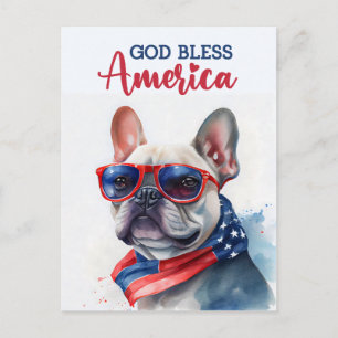 Französische Bulldogge, Gott segne Amerika Postkar Postkarte