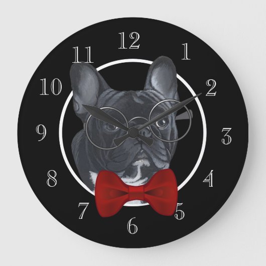 Französische Bulldogge Große Wanduhr (Vorderseite)