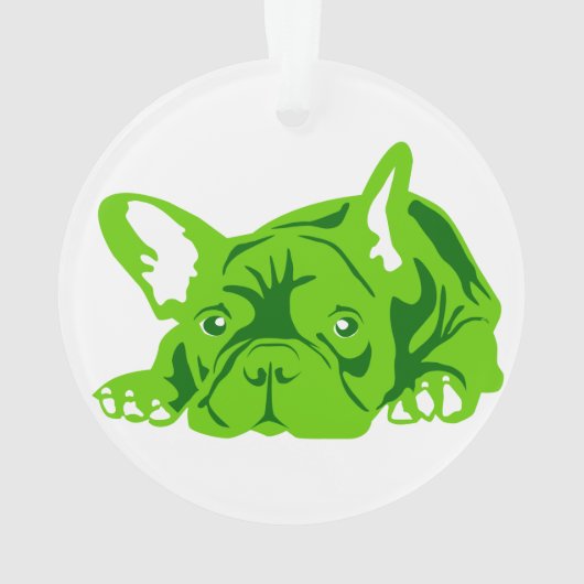 Französische Bulldogge grün Ornament (Rückseite)