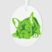 Französische Bulldogge grün Ornament (Vorderseite)