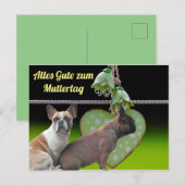 Französische Bulldogge Grünes Herz French Bulldog Postkarte (Vorne/Hinten)