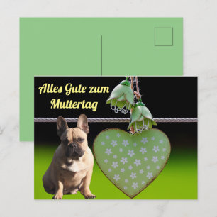 Französische Bulldogge Grünes Herz French Bulldog Postkarte